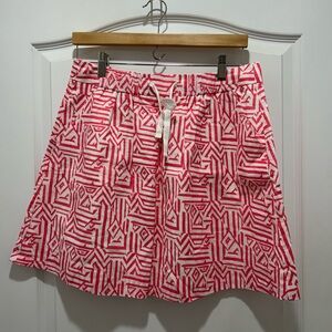 J Crew Linen and Cotton Blend Geometric Pink Skirt
